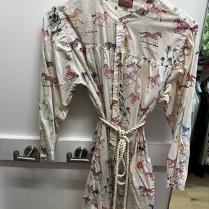 Colorful Horse Print Dress with Rope Belt